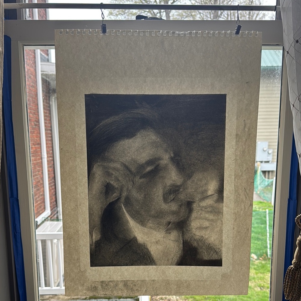 Black and Gray Hand Drawn Charcoal Portrait